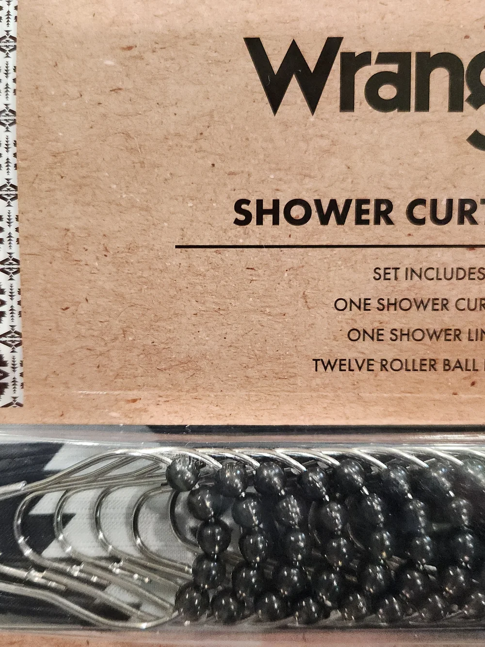 Wrangler Black and White Geometric Shower Curtain Set